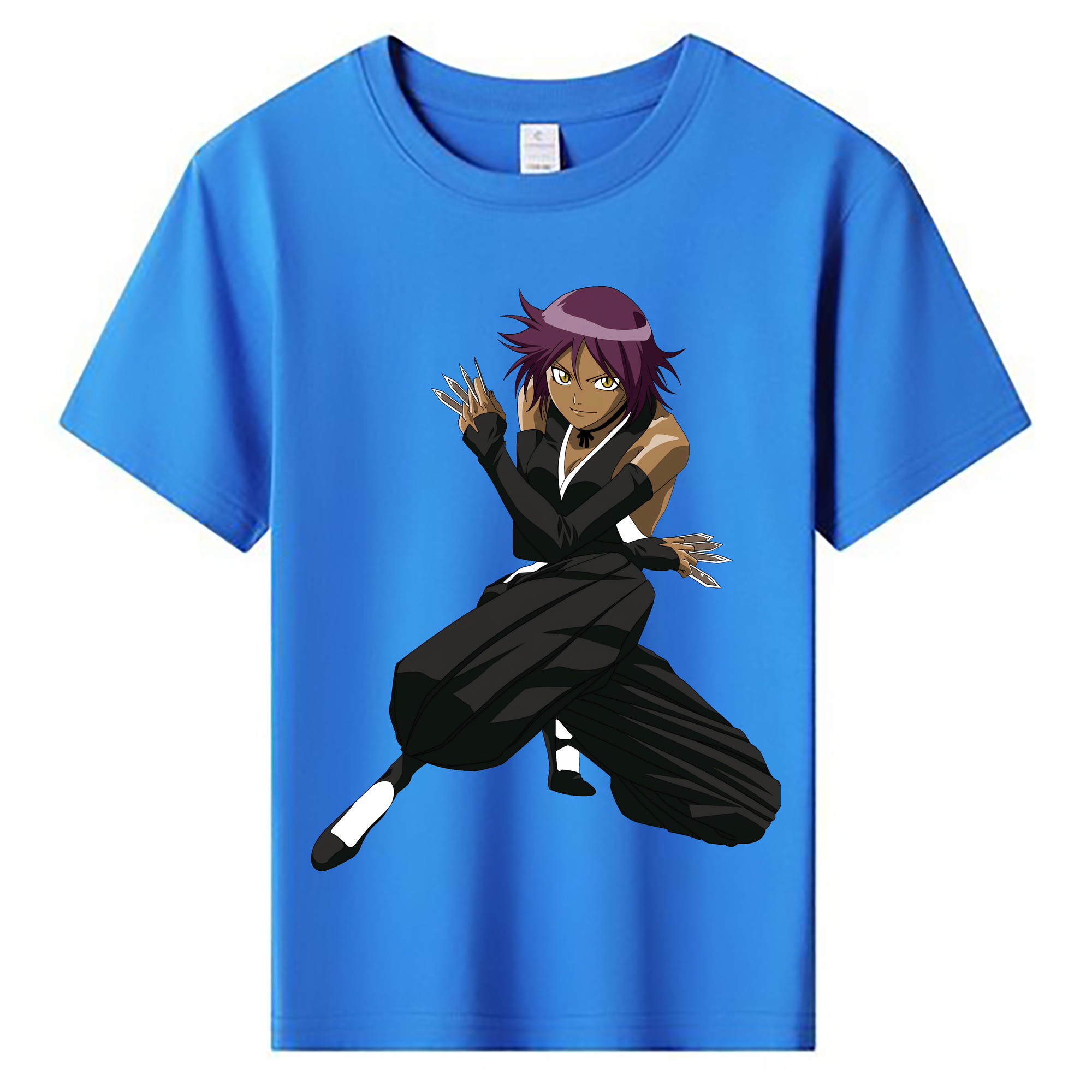 （画像用） ブリーチ 四楓院 夜一（しほういん よるいち） BLEACH Shihouin Yoruichi 綿100％キッズTシャツ（フロントプリント）